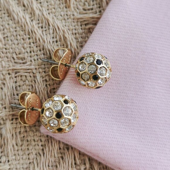 Kate Spade - On The Ball Black Multi Stud Earrings Gold - Picture 3 of 4